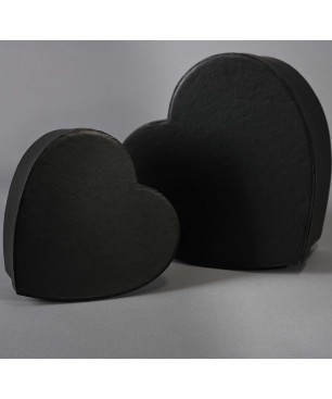 Scatole a cuore - Set 2 Pezzi - 14x12x6,5 - 20x17x9,5 Cm / Nero