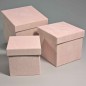 Scatole quadrate in velluto Set 3 Pezzi - 15x15x15 13x13x13 11x11x11 Cm / Rosa