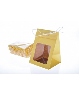 Sacchetti in carta con finestra H 12 CM - 12 Pezzi - Giallo