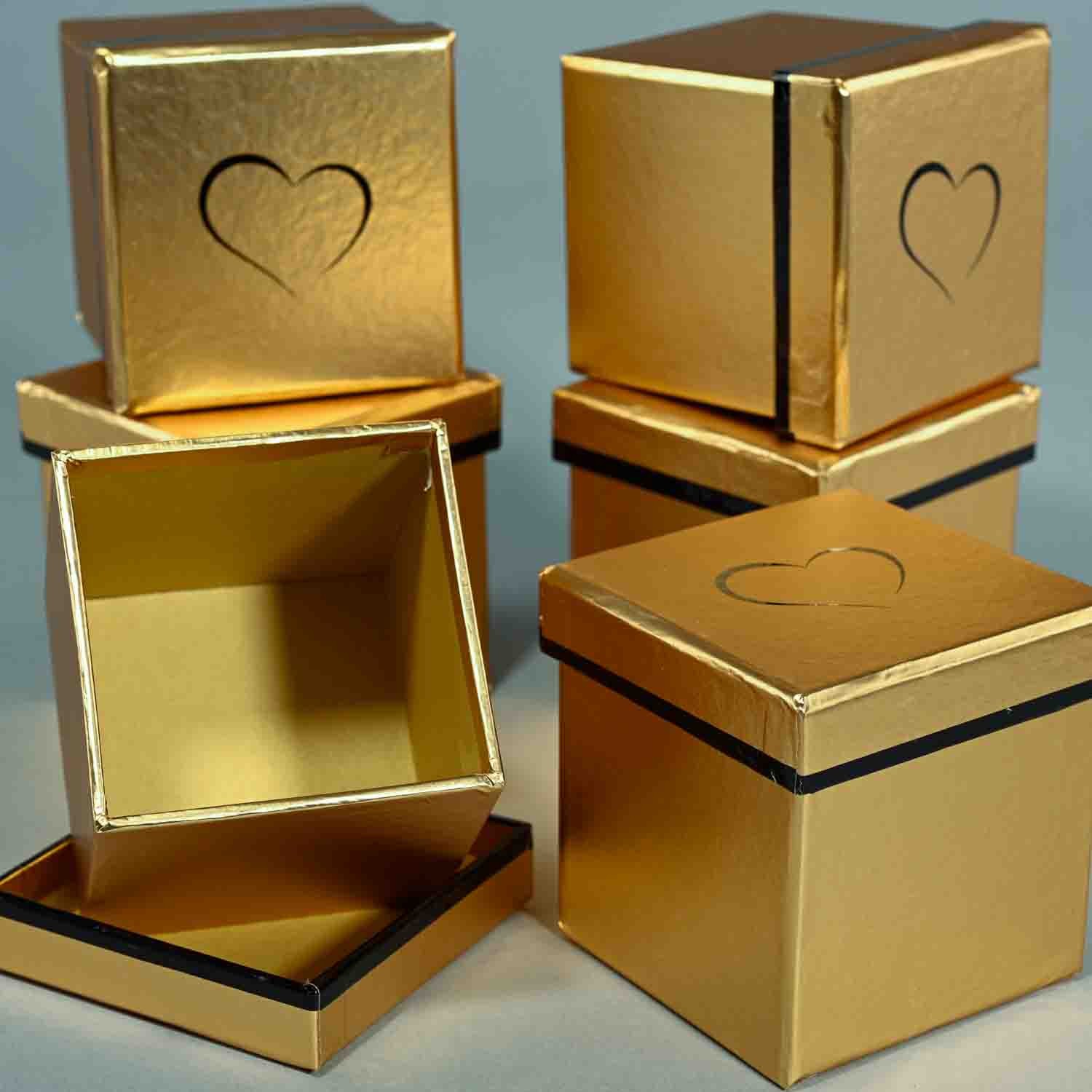 Scatoline in cartoncino 6 Pezzi - 8x8x8 Cm - Oro