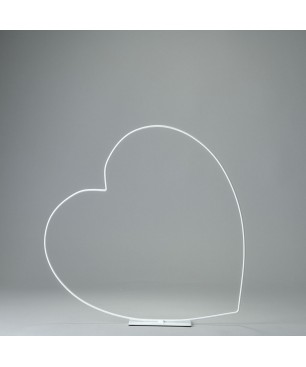 Cuore in metallo adagiato su base - Bianco / 39 Cm