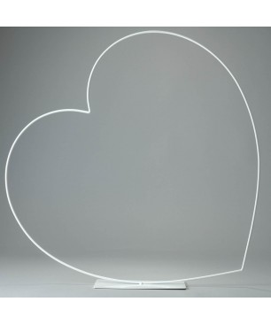 Cuore in metallo adagiato su base - Bianco / 58 Cm