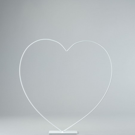 Cuore in metallo con base - Bianco / 39 Cm