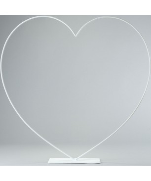 Cuore in metallo con base - Bianco / 58 Cm