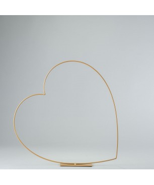 Cuore in metallo adagiato su base - Oro / 39 Cm