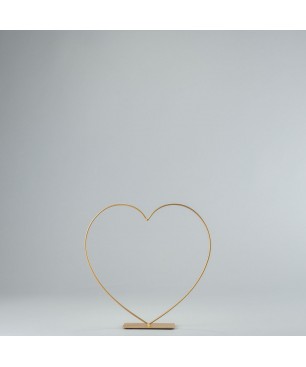 Cuore in metallo con base - Oro / 25 Cm