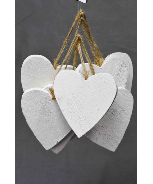 Cuori in legno bianco grezzo da appendere 10 Pezzi - 10 Cm