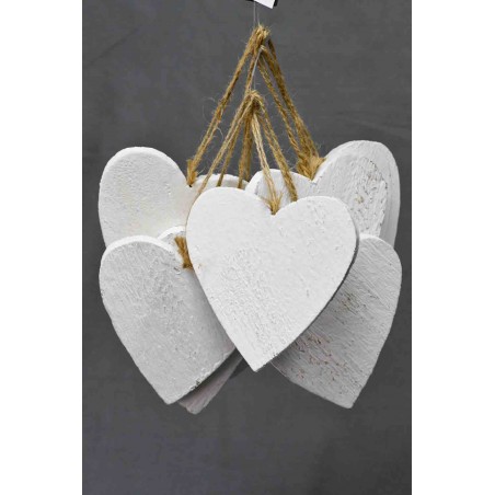 Cuori in legno bianco grezzo da appendere 10 Pezzi - 10 Cm