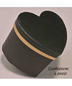 Scatoline in cartoncino a forma di cuore Set 6 Pezzi - 9x8,5x8 Cm - Nero