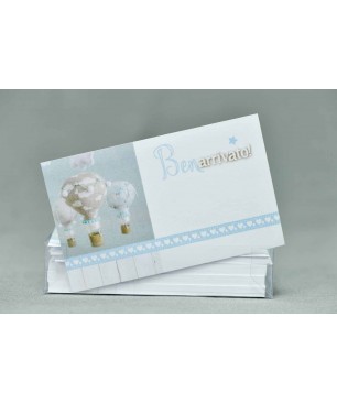 Bigliettini di auguri nascita - Confezione 100 pezzi - Azzurro