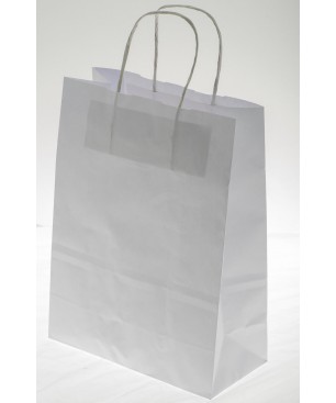 Borsine shopper con cordino 25 Pezzi - 18x8x24 Cm / Bianco