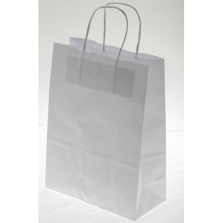 Borsine shopper con cordino 25 Pezzi - 22x10x29 Cm / Bianco