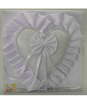 Cuscino portafedi a forma di cuore - 23x23 Cm / Bianco