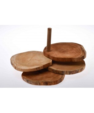 Set 4 basi circolari in legno di Teak