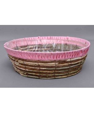 Cesto circolare in simil-raphia D 30 CM - 2 Colori - Rosa