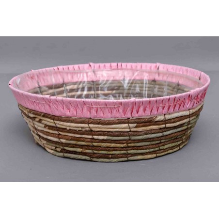 Cesto circolare in simil-raphia D 30 CM - 2 Colori - Rosa