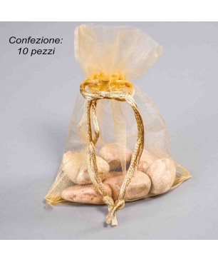 Bustina in Organza 9x12 cm - Confezione da 10 Pz - vari colori- Oro