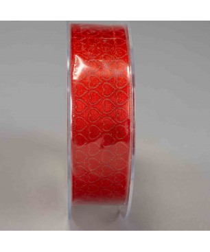 Nastro con cuori laser - 25 Mm x 15 M / Rosso