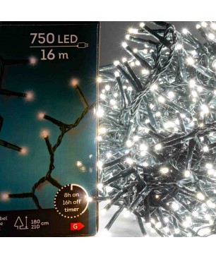 Catena di luci LED Compact / Twinkle - Filo Verde / Luce bianca calda - 16 M / 750 LED