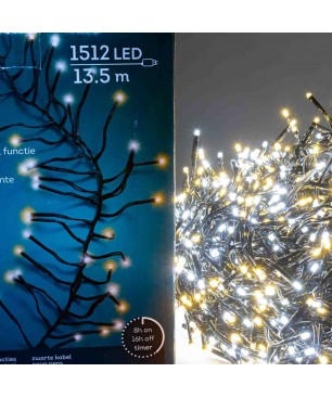 Catena di luci LED Cluster / Twinkle - Filo Nero / Luce bianca e calda - 13,5 M / 1512 LED