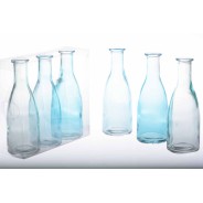 Vaso in vetro set 3 bottiglie h 18,5 cm d 6,6 cm bottle Sandra Rich in vari colori - Azzurro