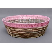 Cesto circolare in simil-raphia D 30 CM - 2 Colori - Rosa