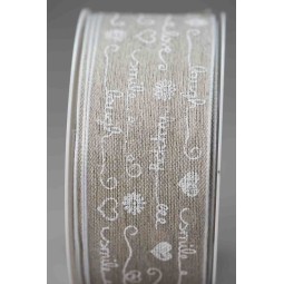 Nastro in cotone Halbach Beautiful Love disponibile in40 mmBeige