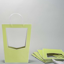 Borsine in cartoncino con finestre e manici 23X14X38 Cm - Verde