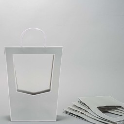 Borsine in cartoncino con finestre e manici 23X14X38 Cm - Grigio