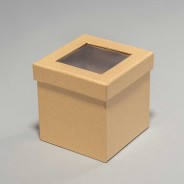 Scatola cubo con finestra trasparente - 10x10x10 Cm / Avana