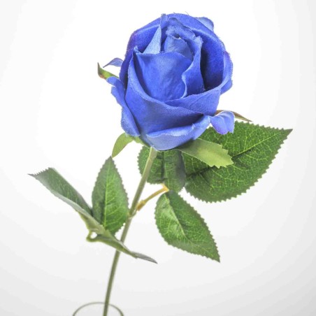 Ramo Di Rose Finte Eleganti In Tessuto - Fiore Artificiale Con Stelo Per Decorazioni Casa, Matrimonio, Giardino, Foto - Colore Blu, Lunghezza 51 Cm