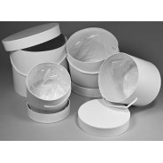 Scatole tonde Set 4 Pezzi con pellicola - 11,5x9,5 / 13,5x11,5 / 15,5x13,5 / 17,5x15,5 Cm - Bianco