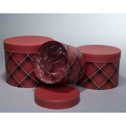 Scatole tonde in cartoncino a fantasia scozzese - Set 3 Pezzi