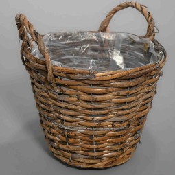 Cesto tondo in rattan con manico - 21x22 Cm