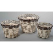 Cesti tondi in rattan bicolore - Set 3 Pezzi