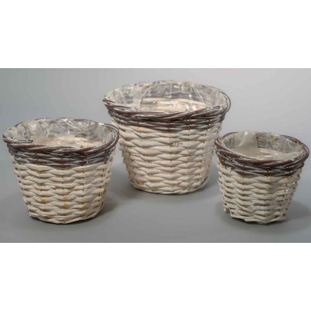 Cesti tondi in rattan bicolore - Set 3 Pezzi