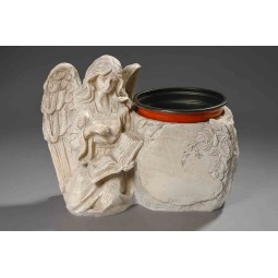 Angelo in poliresina con vaso - 23x13x17 Cm