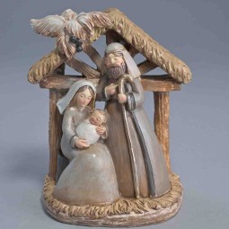 Natività con capanna - 13 Cm / Naturale