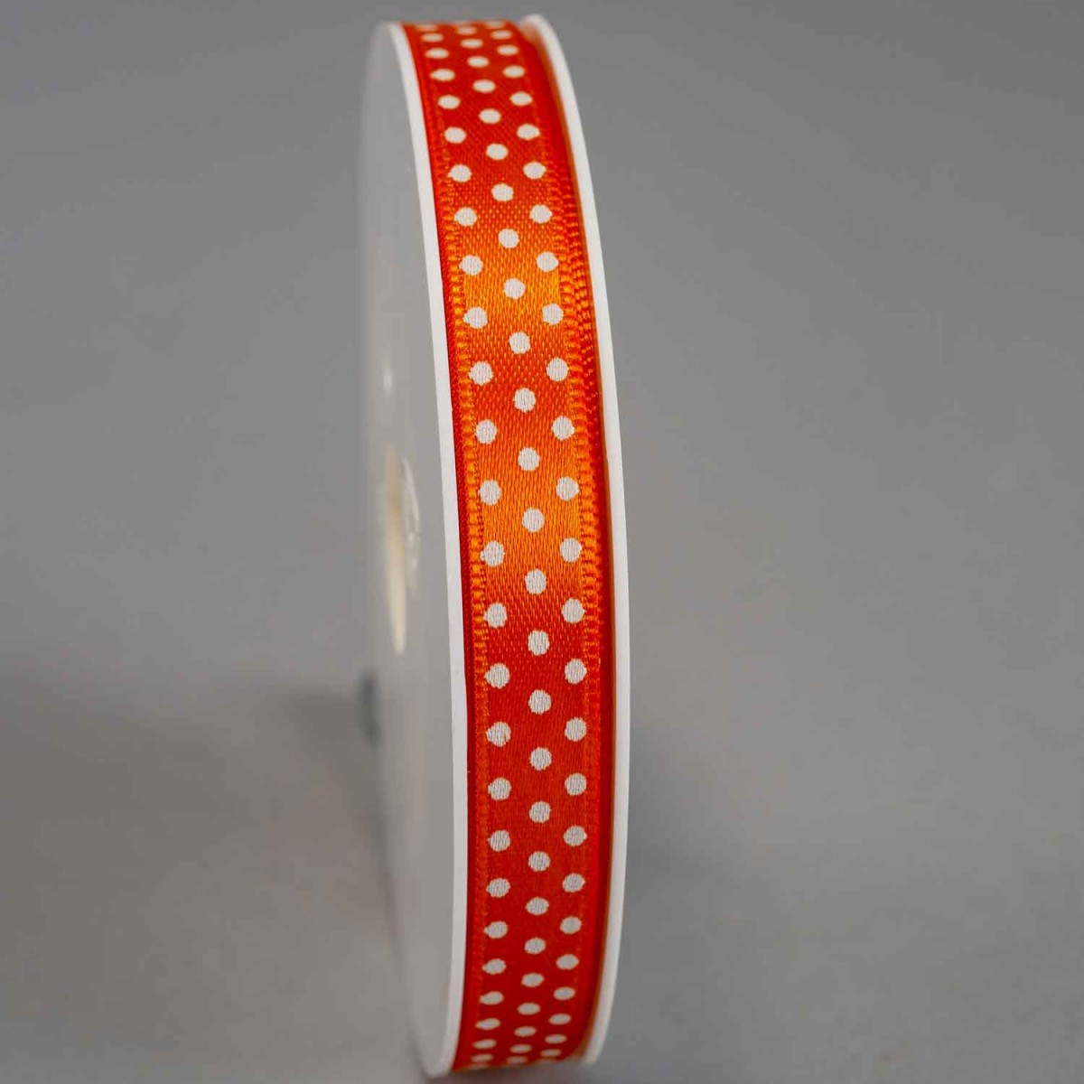 Nastro colorato “Lucido” con pois bianchi 10 MM –Arancione