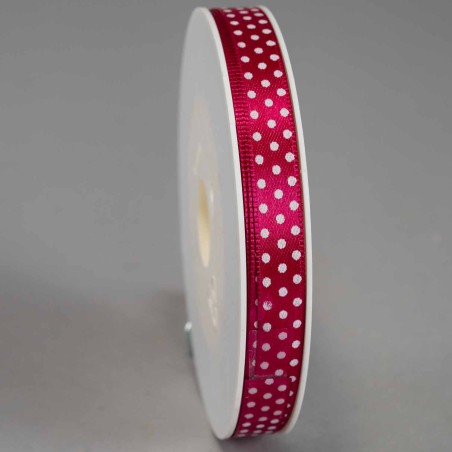 Nastro colorato “Lucido” con pois bianchi 10 MM –Fuxia