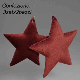 Stelle in velluto 6 PZ - 10,5x1,5 CM / Bordeaux