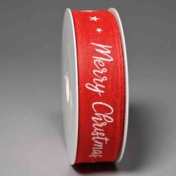 Nastro stampato "Merry Christmas"  25 Mm x 18 M - Rosso