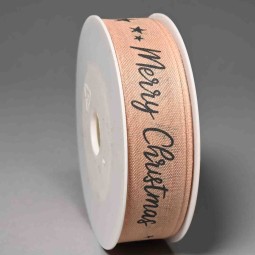 Nastro natalizio "Merry Christmas" 25 Mm x 18 M - Naturale