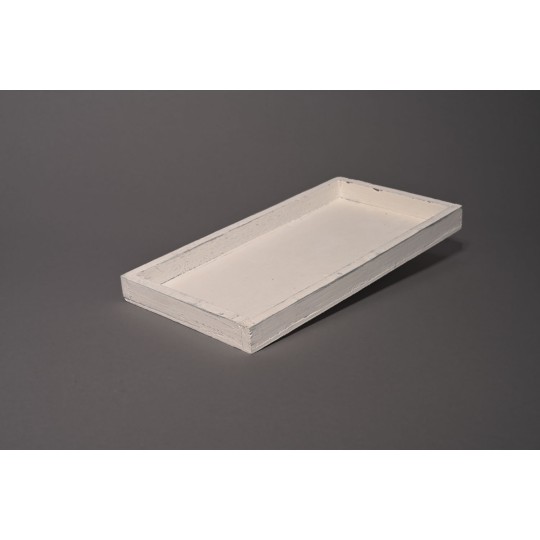 Base rettangolare in legno bianco -25x13 Cm