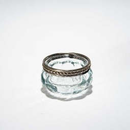 Porta tealight in vetro bordati argento -Trasparente