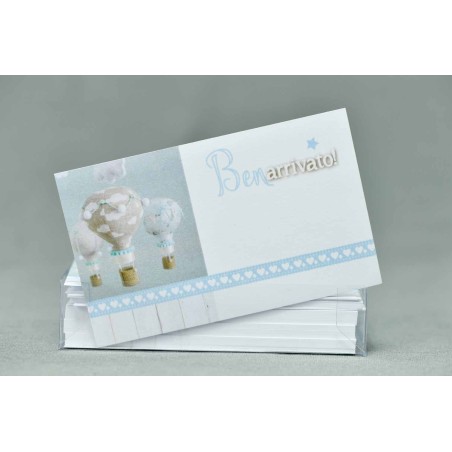 Bigliettini di auguri nascita - Confezione 100 pezzi - Azzurro