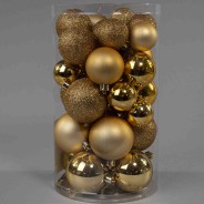 Pallina in plastica - Diametri misti (D massimo 6 Cm) - 30 Pezzi - Oro