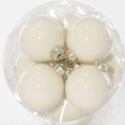 Palline in vetro 16 PZ - 8 Cm / Bianco latte