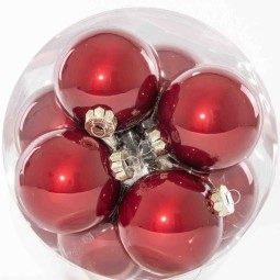 Palline in vetro 16 PZ - 8 Cm / Rosso vino