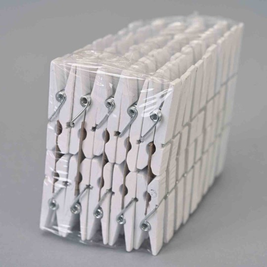 Mollette in legno 100 Pezzi - 35 Mm / Bianco